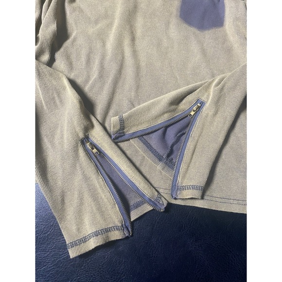 POL Distressed Brown Zip sleeves Distressed Frayed spray paint Women's Med. - Picture 6 of 7